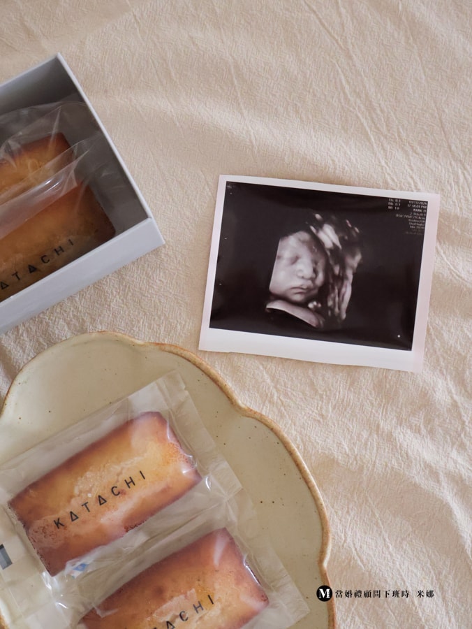 katachi 彌月禮盒費南雪內容物開箱。一盒六入、獨立包裝。